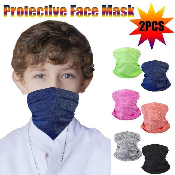 

2pcs kids face maskswashable and reusable windproof bandana scarf dustproof outdoor sports protective face scarf mascarillas1, Blue;gray