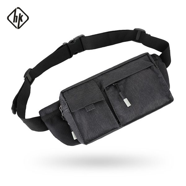 

hk packs men black belt fanny pack for traveler bum male waist hip bag multi -function riding pouch t200113