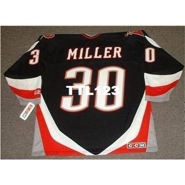 

740s #30 ryan miller buffalo sabres 2005 ccm retro hockey jersey or custom any name or number retro jersey, Black