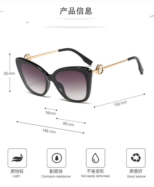 

sunglasses 2021 cat's eye gradient lenses sun glasses for women men metal frame 95210, White;black