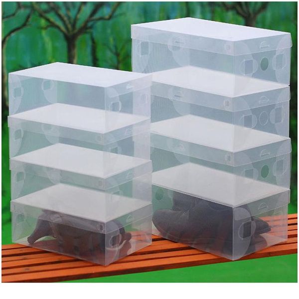 

10pcs/lot clear plastic shoes storage box foldable drawer type box for children women men shoes o jlllwa