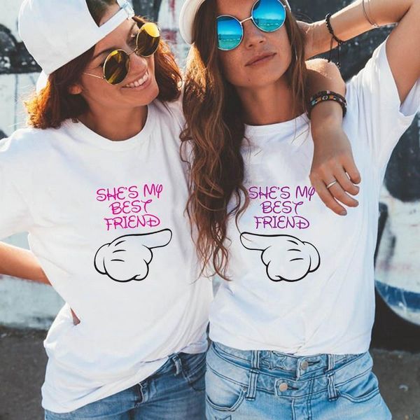 

friends t shirt women she's my friend letters print t shirts 90s cute sister white t-shirt femme tees