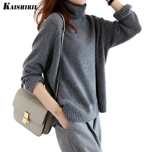 

2020 turtleneck autumn winter knitted sweater women long sleeve pullover women female soft loose wool sweaters casual jumper, White;black