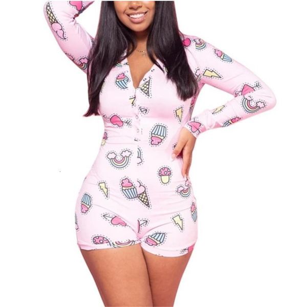 

women deep v-neck bodycon sleepwear jumpsuit button bodysuit shorts romper bodysuit leotard long sleeve print romper, Black;white