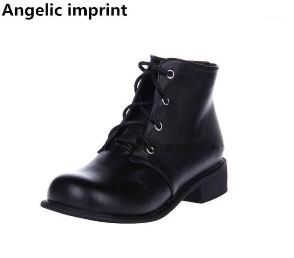 

angelic imprint mori girl women motorcycle punk shoes lady low heels lolita ankle boots woman student princess dress pumps 35-391, Black