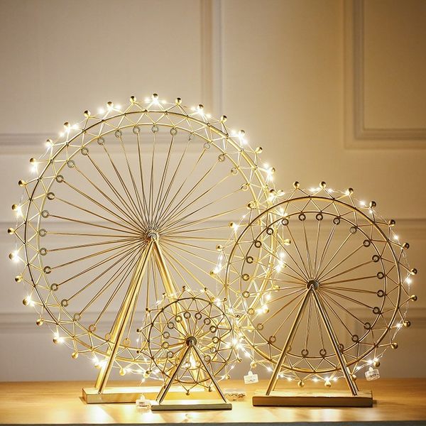 

nordic creative ferris wheel ornament rotating luminous model home living room tv wine cabinet decoration, Blue;red
