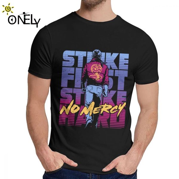 

sport awesome cobra kai t shirt classic quote strike first strike hard no mercy tee shirt hip hop for male