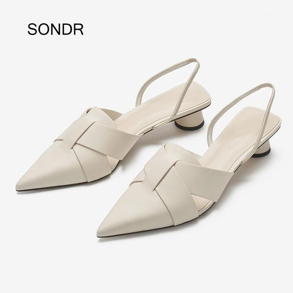 

dress shoes sandalia feminina women summer med heels back straps sandals commute ladies pointed toe footware1, Black