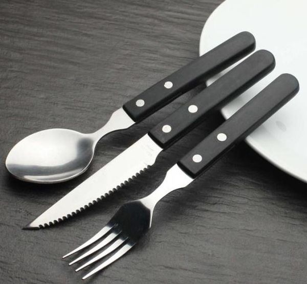 

посуда ужин столовые приборы black путешествия наборы ложка корейский set flatware портативный вилка вуда 3шт нож из нержавеющей стали bbyxg