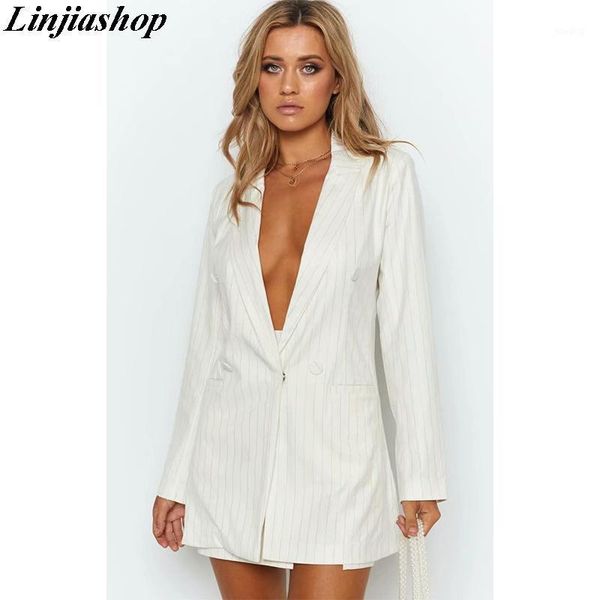 

vintage stylish long sleeve women white blazers and jackets autumn office lady outwear viscose casual blazer1, White;black