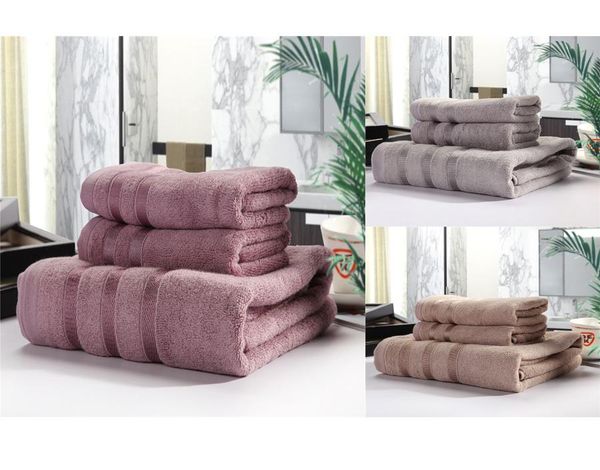 

3 pieces bamboo fiber bath towel beach shower adults bathroom face washcloth soft pro-skin serviette de bain high grade