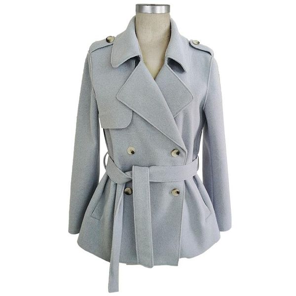 

women's wool & blends 2021 autumn and winter double breasted short woolen coat, Black
