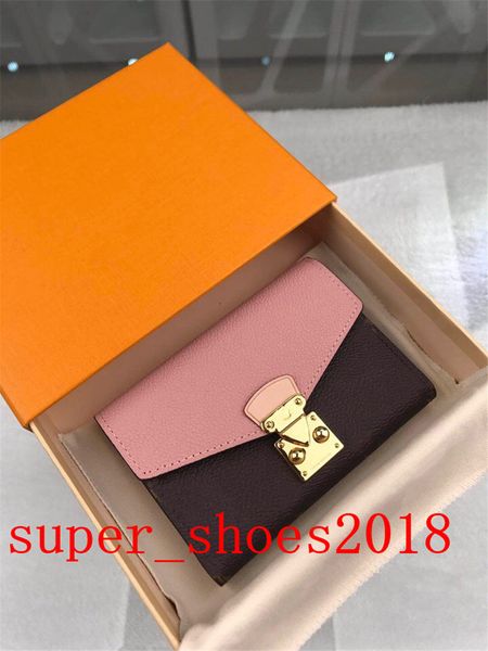 

women wallet short korean version of the three-fold coin purse fashion designer luxury zipper buckle card package wallets come with original, Red;black