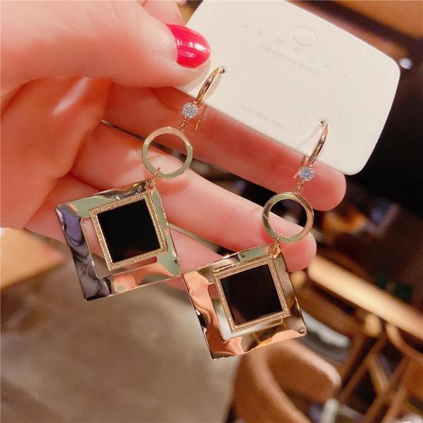 

Fashion Geometric Crystal Earrings Women 2021 New Jewelry Korean Style Drop, Silver