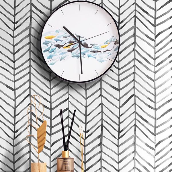 

современная полоса кожура и палочка обои herringbone черный белый виниловый самоклеящийся контактная бумага для кухни спальня ho wmtobv