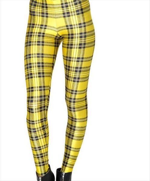 

women galaxy leggings fashion plaids yellow printed leggings pants black milk leggins women g l 1469