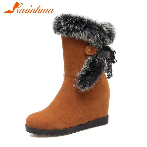 

boots karin large size 34-43 female winter warm fur platform thick plush height increasing women mid calf shoes1, Black