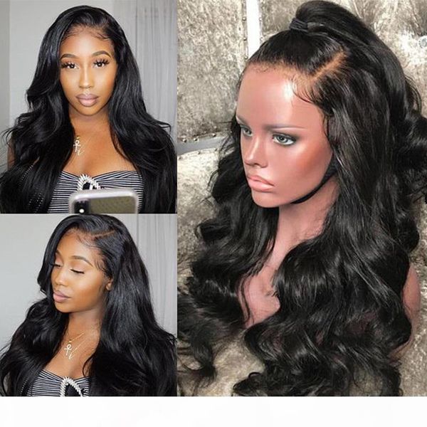 

360 lace frontal wig pre plucked with baby hair real virgin brazilian body wave lace front 360 human hair wigs for black women, Black;brown