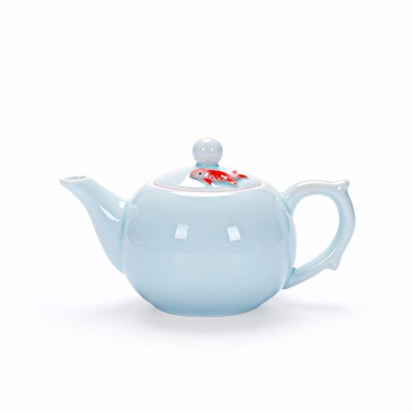 

celadon fish teapot single pot ceramic tea kungfu tea ceremony creative filter flower teapot celadon fish bbyuko lipper