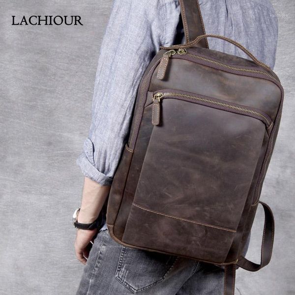 

backpack lachiour crazy horse leather backpacks men handmade shoulder bag male genuine school lapbag1