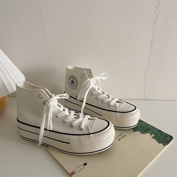 

spring new high-canvas women shoes 2019 classic students outdoor increase the platform ladies casual sneakers 1020, Black;white