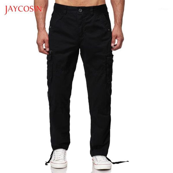 

joycosin 2019 fashion men's casual pants solid loose patchwork color sweatpant trousers jogger straight pants leg strap1, Black