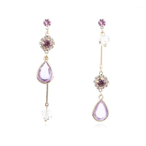 

2020 trendy crystal water drop earrings asymmetric geometric rhinestone pole pendientes for women fashion brincos jewelry1, Silver