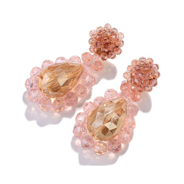 

aensoa 2020 new elegant pink color crystal earrings for women trendy water drop glass women earrings party statement jewelry, Silver