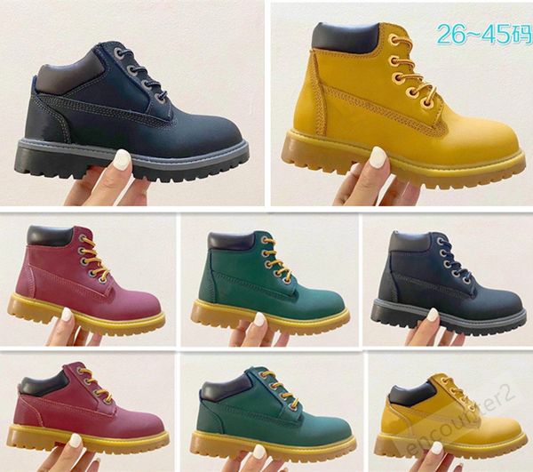 

children tbl outdoor high-martin boots triple black chestnut classic kids boys girls shoes winter warm leather boots