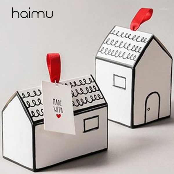 

gift wrap 10pcs creative small house box biscuit candy baking packaging baby birth party gifts sock decoration boxes dessert1