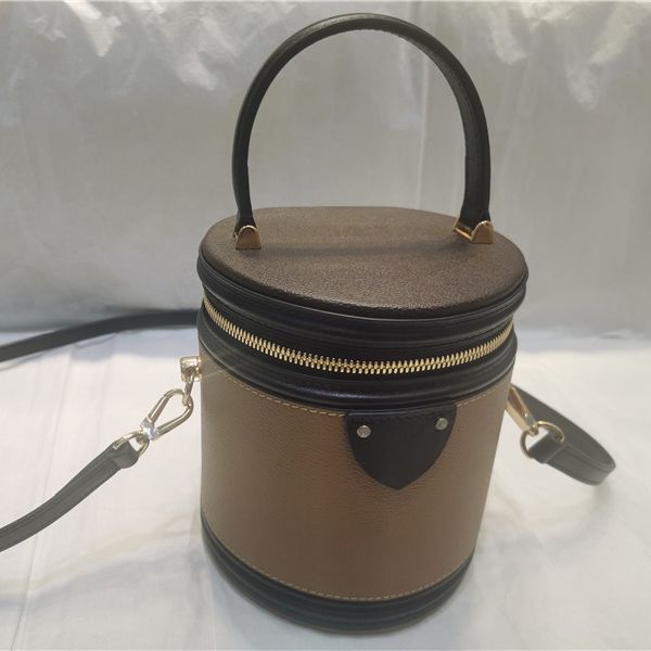 

luxury designer beauty crossbody bags case reverse coated canvas petite size removable strap drum shoulder bag one handle cylinder mini bag