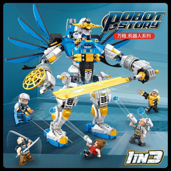 

887pcs robot building blocks kit diy creative assembly toy cute robot doll for children kid intellectual toy boys gift 06