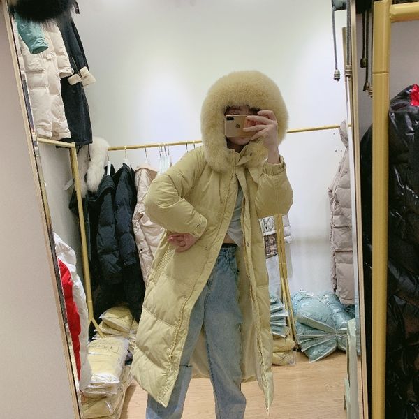 

winter jacket women korean women's down jackets hooded parkas coats female coat fox fur collar clothes chaqueta mujer wpy903, Black