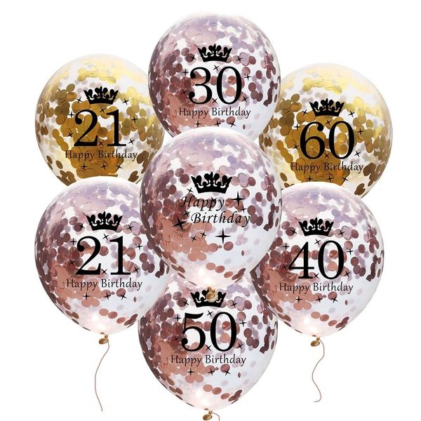 

5pcs happy balloon number 30 40 50 60 latex balloons wedding anniversary decor birthday supplies