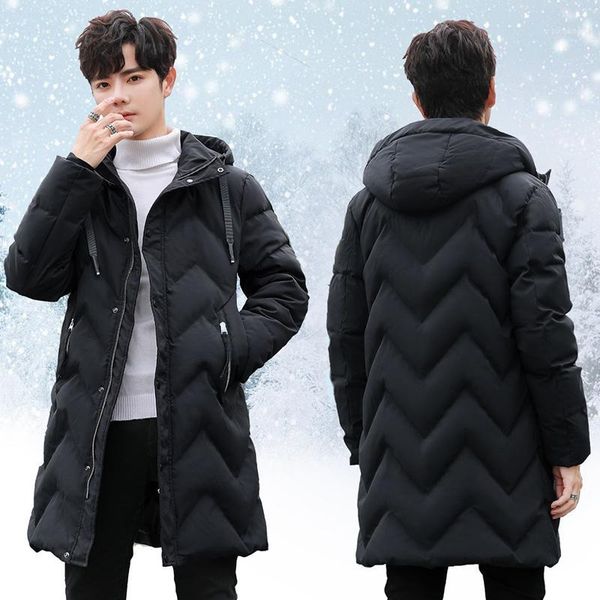 

long parkas winter jacket men 2019 new warm windproof casual outerwear padded cotton coat big pockets parkas men1, Black