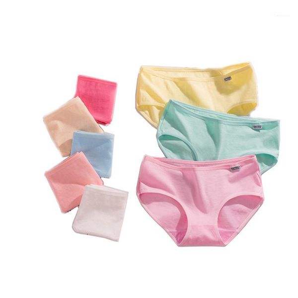 

2020 new 4 pcs/lot women cotton underwear lovely fructose color women's briefs fashion comfortable women solid color briefs1, Black;pink