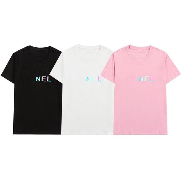 

21 new men and women with the same style couple spring and summer style short-sleeved reflective letter pattern multiple colors regardle, White