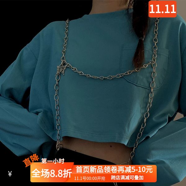 

functional punk belt women ins pants decorative suspender accessories jk uniform waist chain with skirt, Black;brown