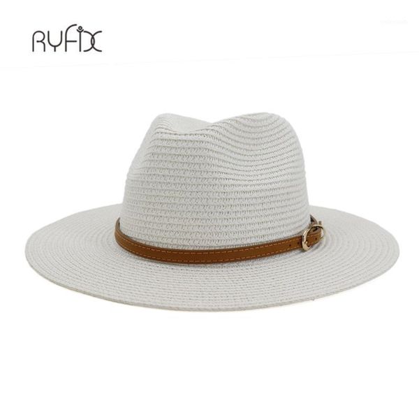

wide brim hats summer for women men broad brimmed straw hat belt buckle panama sunhat chapeau femme male female jazz cap ha1901, Blue;gray