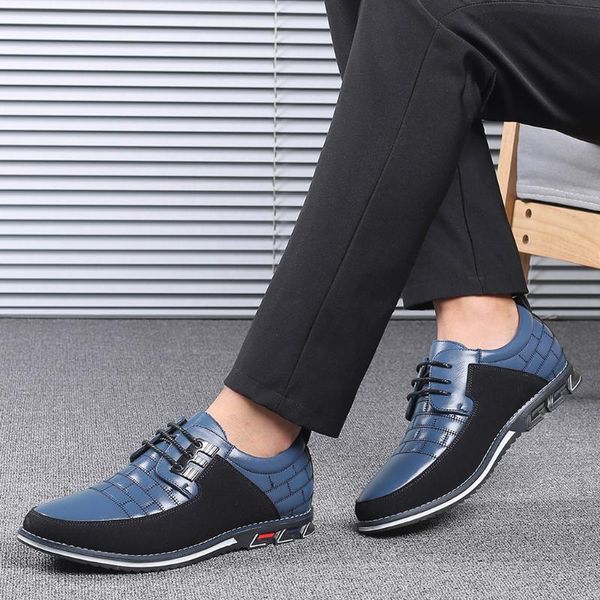 

dress shoes 2021 for men flats bigsize 39-48 quality pu leather shoe fashion casual lace up formal business wedding, Black