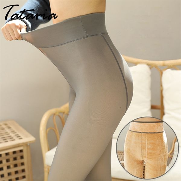 

tataria women winter warm leggings for women high waisted leggings female thick velvet leggings women's winter pants lj201006, Black