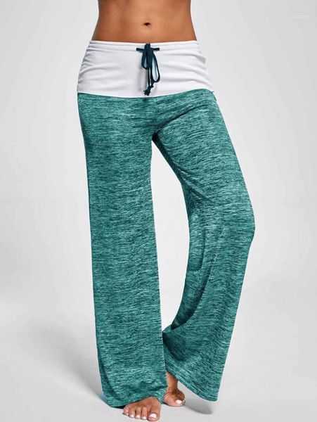 

causal women autumn patchwork tie waist pants drawstring wide leg pants loose straight trousers long female plus size trousers1, Black;white