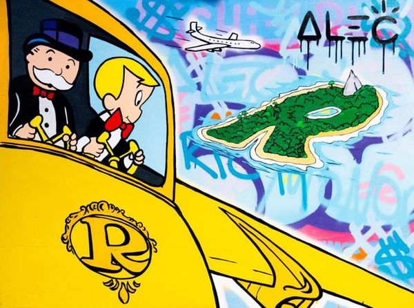 

alec monopoly artworks monopoly and richie flying over the island home decor oil painting on canvas wall art canvas pictures 210118