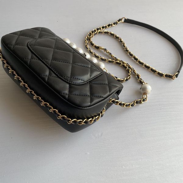 

spring and summer mini pearl chain leather women's small fragrance lingge sheepskin one shoulder messenger bag