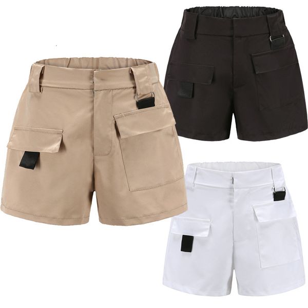 

new leisure pants in 2019 khaki high waist and big pocket shorts for women, White;black