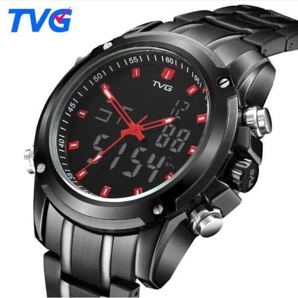 

wristwatches tvg men sports watches led digital analog quartz mannen horloge montre homme reloj hombre1, Slivery;brown