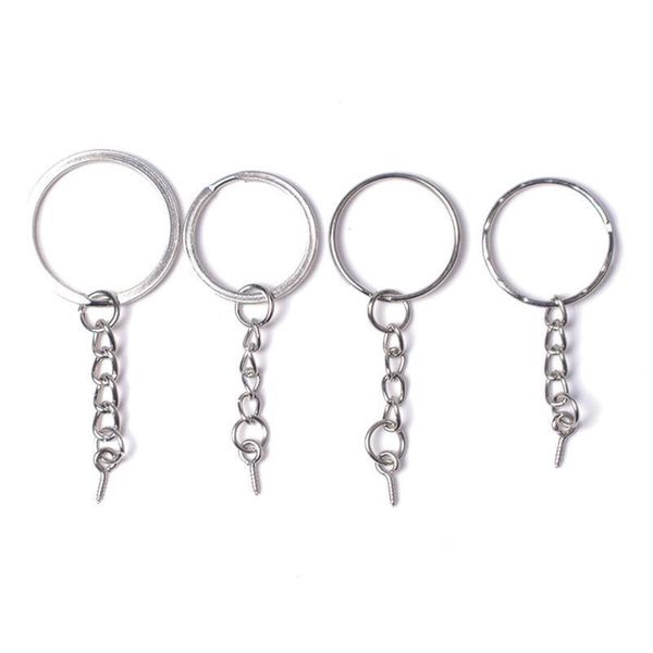 

20pcs/lot screw threaded eye pins keychain split ring key chains keyrings diy retro fashion keychains acc qylenm