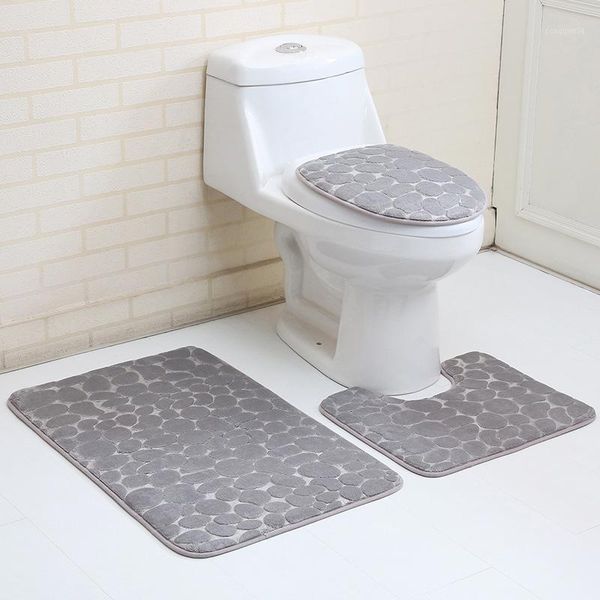 

3pcs bathroom bath mats set anti slip toilet rugs flannel carpets shower room rug cover floor mats accessories supplies stuff1