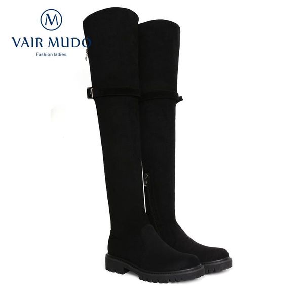 

2020 new winter over-the-knee boots shoes women warm fashion elegant waterproof thick heel black lady autumn basic zipper wm-c10