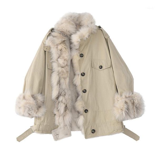 

female fur grass 2020 solid color winter new wool jacket keep warm loose single breasted women overcoat d0831, Black